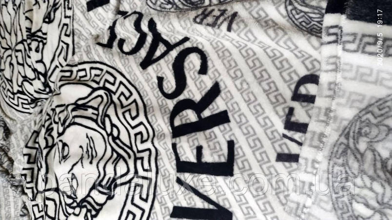 М'який плед покривало велсофт (мікрофібра) полуторний Versace Версаче 160х220 на диван, ліжко, фото 3