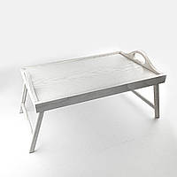 Дерев'яний прямокутний піднос-столик білий 53х33 см хрпс1111бу