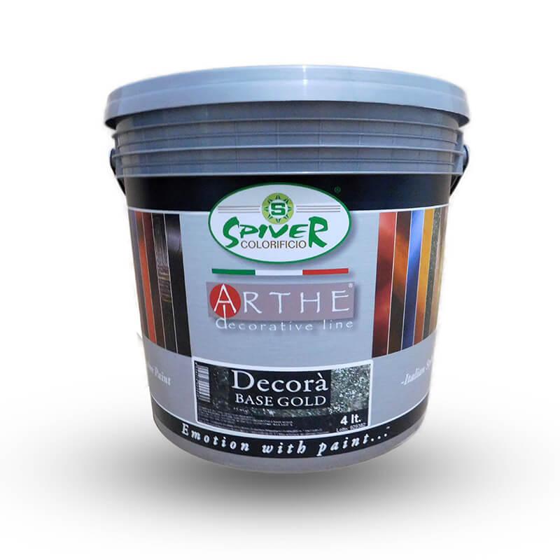 DECORA GOLD — Декоративна акрилова фарба з характерними білими та золотими не колерувальними пластівцями. SPIVER