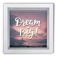 Дерев'яна копілка (скарбничка) 20х20 см Dream big хркп0021ба
