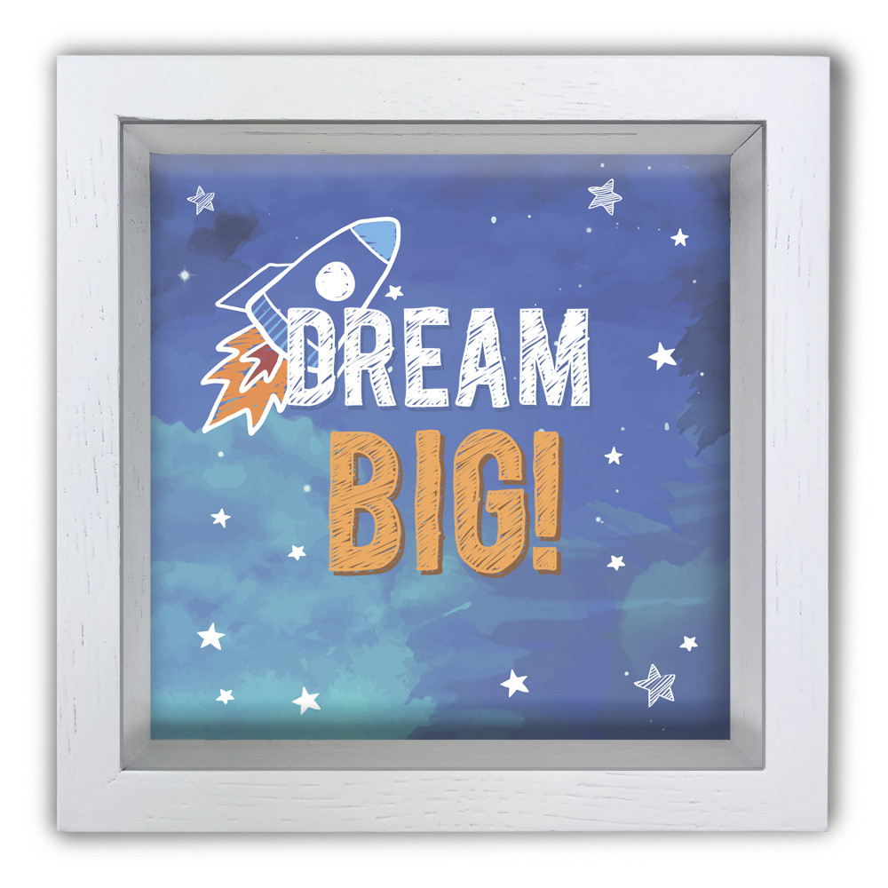 Дерев'яна копілка (скарбничка) 20х20 см Dream big хркп0026ба, фото 1