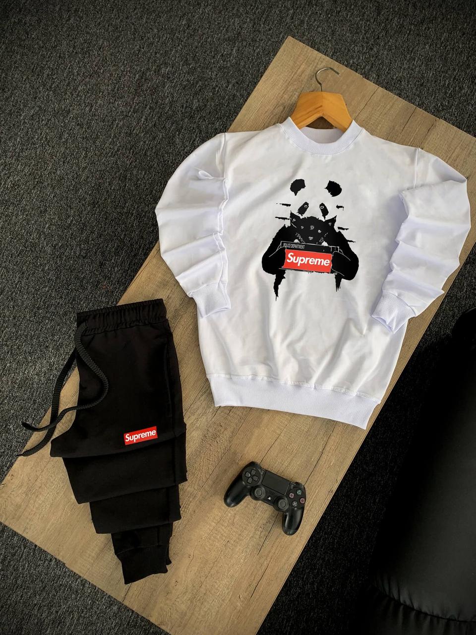 Чоловічий спортивний костюм Supreme трійка чорного кольору з червоною бананкою L