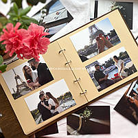 Дерев'яний фотоальбом з вашими написами (ініціалами) - подарунок на річницю, весільний подарунок друзям, близьким, фото 2