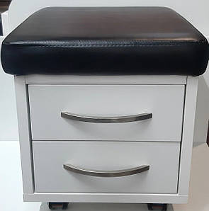 Пуф для майстра педикюру з 2 шухлядками спа візок-пуф педикюрний пересувний низький стільчик