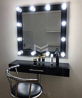Зеркало с подсветкой. Раздельное место визажиста Kylie в черном цвете для салонов красоты и дома