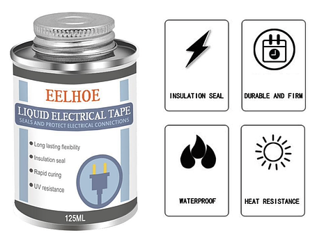 Рідка еластична ізоляція проводів, ізоляційна стрічка - чорна, 125мл, фото 2