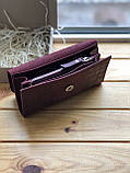 Шкіряний гаманець клатч SOPHIE бордовий (марсала), фото 2