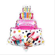Фольгована кулька міні-фігура торт Happy Birthday з Мінні Маус 43х30см Китай