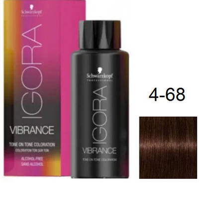 Фарба для волосся Schwarzkopf igora Vibrance безаміачна 4-68 Середньо-коричневий шоколадно-червоний 60 мл, фото 1