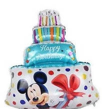 Фольгована кулька міні-фігура торт Happy Birthday з Міккі Маусом 43х30см Китай