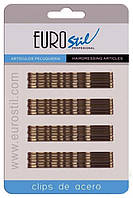 Невидимки для волос Eurostil коричневые 70 мм 24 шт (2768Qu)