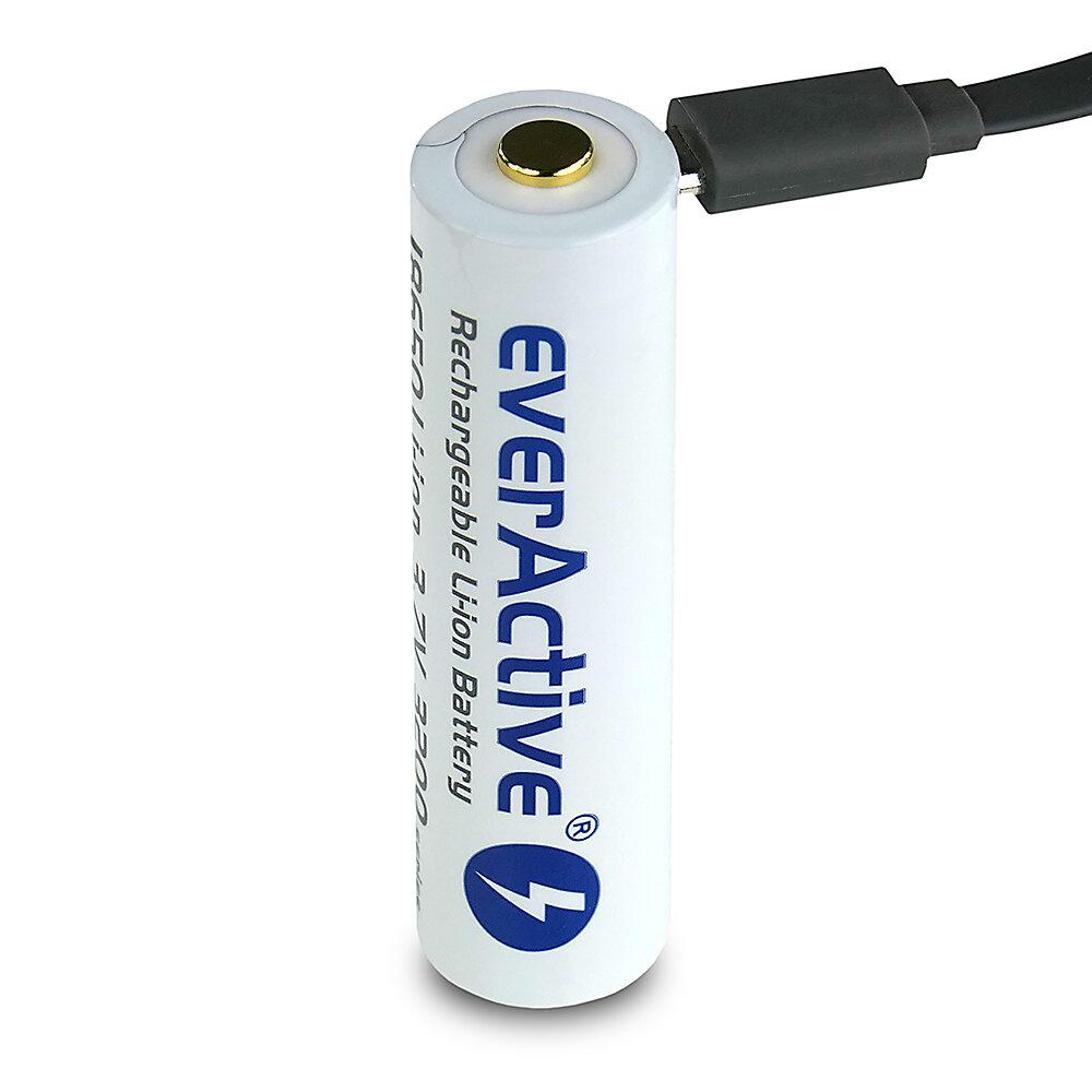 Аккумулятор 18650 Li-Ion everActive 18650USB-3.7-3200, microUSB, 3200mAh, 7A, 4.2/3.7/2.5V, защита Case