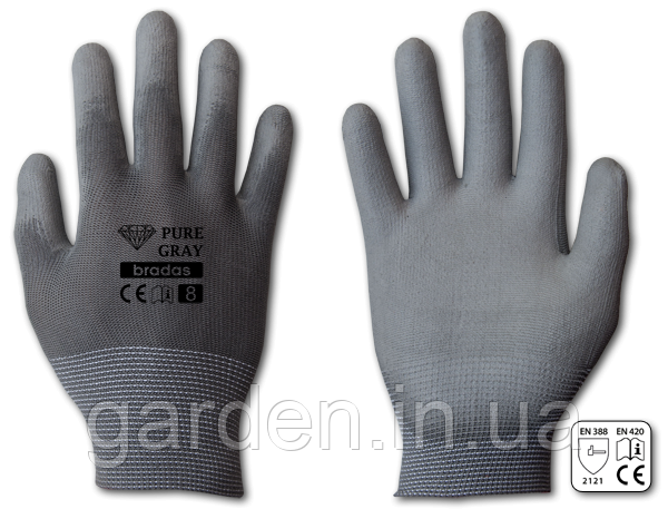 Рукавички захисні PURE GRAY поліуретан, розмір 8, RWPGY8