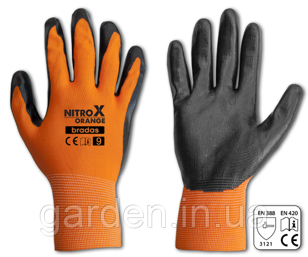 Рукавички захисні NITROX ORANGE нітрил, розмір 10, RWNO10