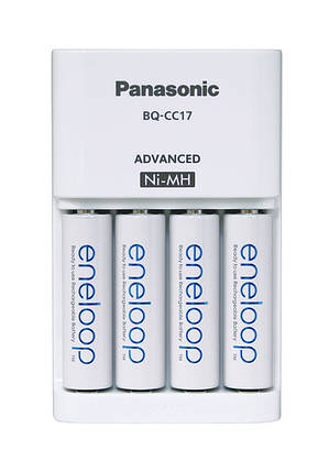 Зарядний пристрій Panasonic BQ-CC17+3MCCE (K-KJ17MCC40E), AA/AAA, Eneloop ready, LED-індикатор, чотириканал, фото 1