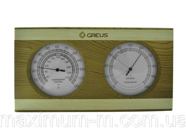 Термогігрометр Greus кедр/сосна 26х14 для лазні та сауни