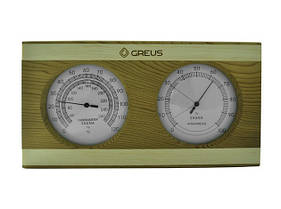 Термогігрометр Greus кедр/сосна 26х14 для лазні та сауни