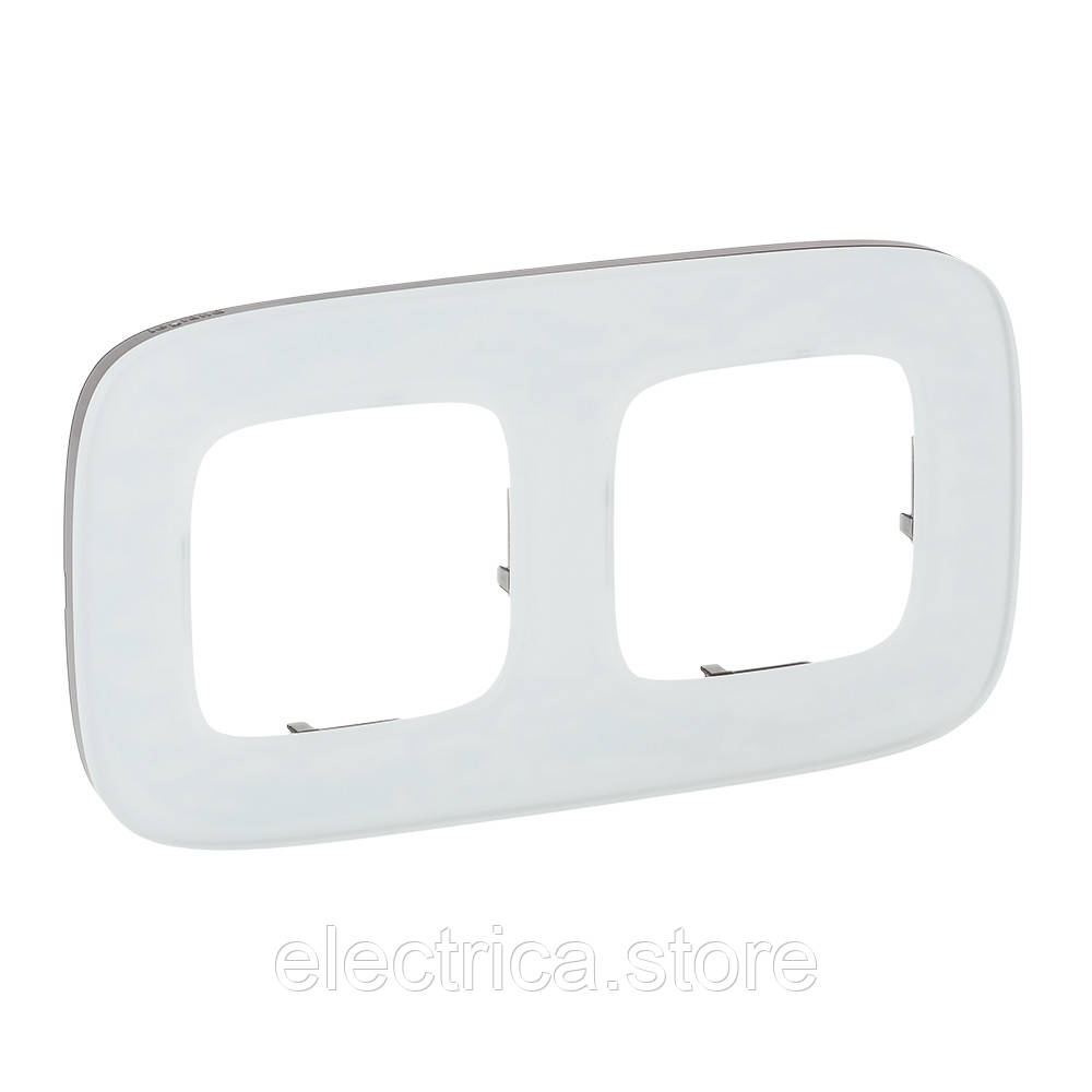 Рамка 2-постова Valena ALLURE біле скло 755542, фото 1