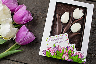 Подарунковий набір шоколаду "Тюльпани з побажанням"