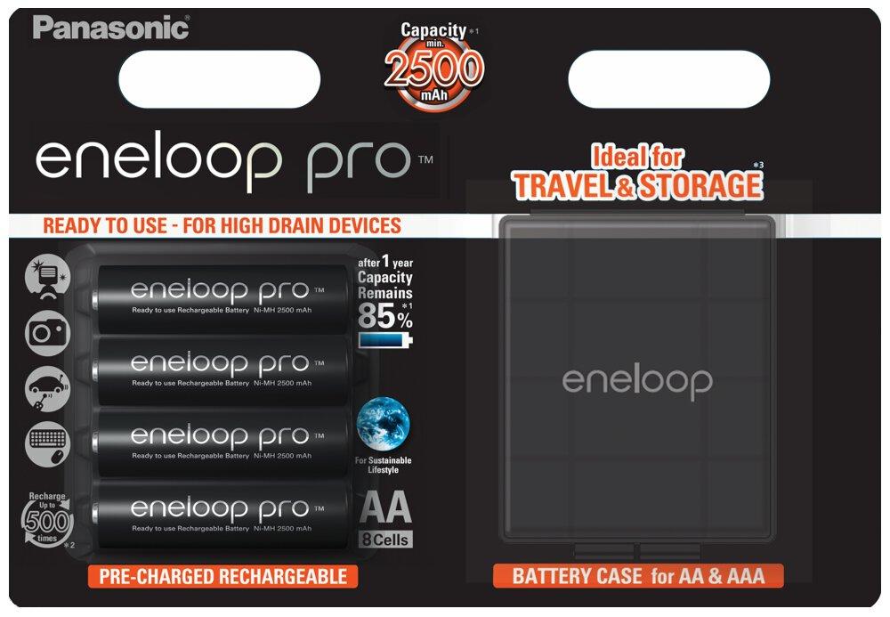 Акумулятор Panasonic Eneloop Pro BK-3HCDEC4BE+Case, AA/(HR6), 2500mAh, LSD Ni-MH, блістер 4шт с кейсом, фото 1