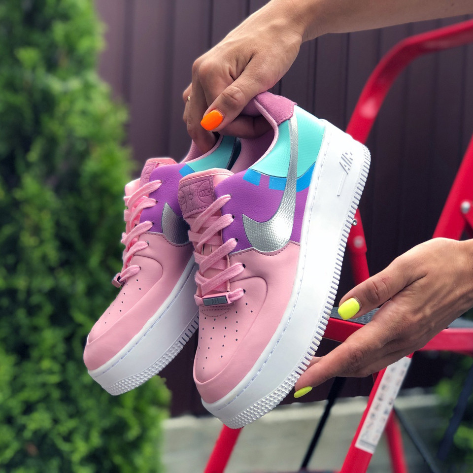 Кросівки жіночі Nike Air Force 1 шкіряні Рожевий Фіолетовий