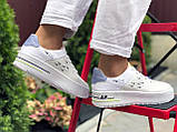 Кросівки жіночі Nike Air Force 1 шкіряні Білий Салатовий, фото 3