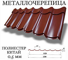 Металочерепиця Китай, Pe (полієстер) 0,50 мм