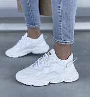 Женские кроссовки Adidas Ozweego White Обувь Адидас Озвиго белые кожаные весна-лето