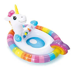 Дитячий надувний круг Інтекс для плавання Надувний круг-плотик з трусиками кольоровий Intex 59570 Єдиноріг