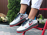 Кросівки жіночі Nike Air Force 1 шкіряні Білий Червоний Блакитний, фото 3