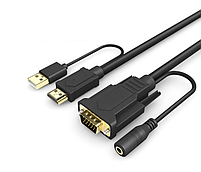 Конвертер кабель HDMI to VGA + Аудіо + Живлення Unnlink Deluxe 1,5 м Адаптер Перетворювач, фото 3