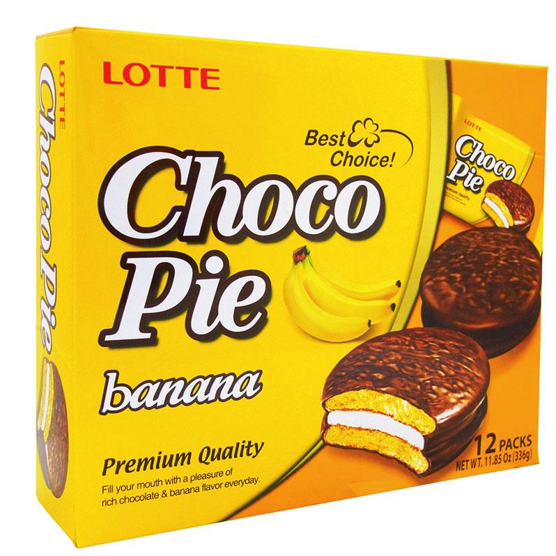 Печенье (Пирожное) шоколадное Choco Pie LOTTE Чоко пай Банан (12шт) 336г Ю.Корея - фото 4 - id-p1391660780