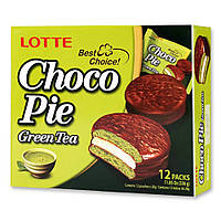 Печенье (Пирожное) шоколадное Choco Pie LOTTE Чоко пай Зеленый чай (12шт) 336г Ю.Корея