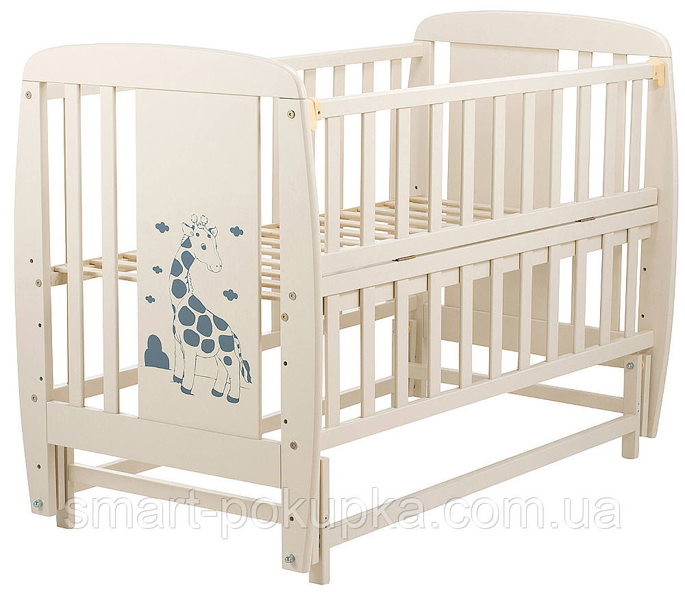 Ліжко Babyroom Жирафик маятник, відкидний пліч DJMO-02 бук слонова кістка