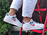 Кросівки жіночі Nike Air Force 1 шкіряні Білий Червоний Темно-синій, фото 4