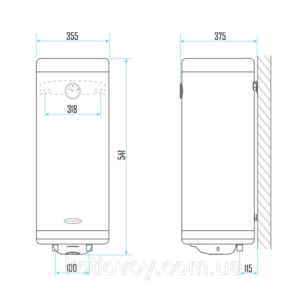 Водонагреватель Aquahot "Slim" 30 л, сухой ТЭН 1,2 кВт 142604180105011 - фото 2 - id-p1391697954