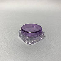 Баночка пластиковая фиолетовый квадрат 3 мл (тара для косметики)