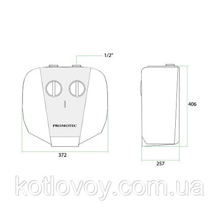 Водонагрівач Promotec Compact 10 л під мийкою, мокрий ТЕН 1,5 кВт (GCU1015M53SRC) 304121, фото 3