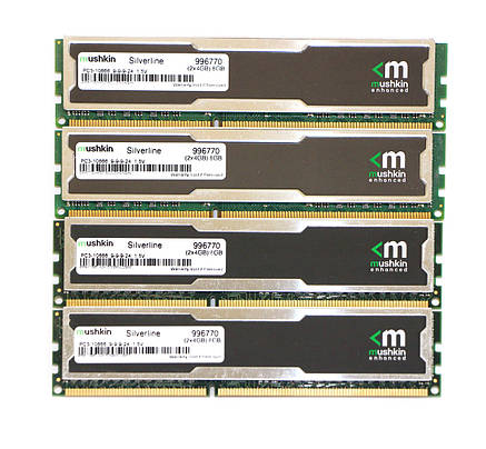 Комплект оперативної пам'яті 16GB (4x4GB) Mushkin Silverline DDR3 2Rx8 PC3-10600 1333MHz, Intel та AMD, б/в, фото 2