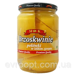 Персики консервовані MK brzoskwinie w lekkim syropie 680g /400g, фото 1
