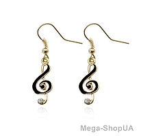 Сережки висюльки висячі біжутерія жіночі "Музичний ключ 1"