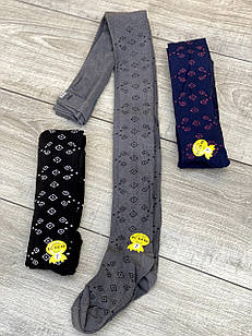 Підліткові дитячі колготи з бавовни KBS з візерунком для дівчат 3 пар/уп мікс з 3х кольорів