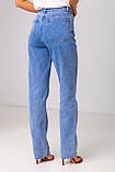Блакитні широкі та довгі джинси з високою посадкою в розмірах: S, M, L, XL., фото 2
