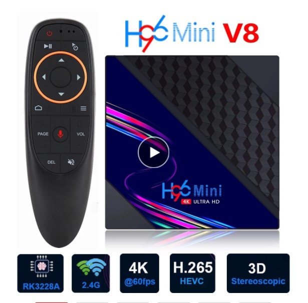 Смарт-ТВ-приставка H96 mini V8 (2/16 Gb) SmartTV Андроїд Android TV box + пульт Air Mouse G20, фото 1