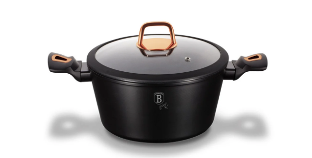 Чорна Каструля із кованого алюмінію 2,5 літра Berlinger Haus Black Rose Collection 2500 мл BH-1641N