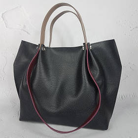 Сумка жіноча "Кристал" натуральна шкіра, чорна під рептилію