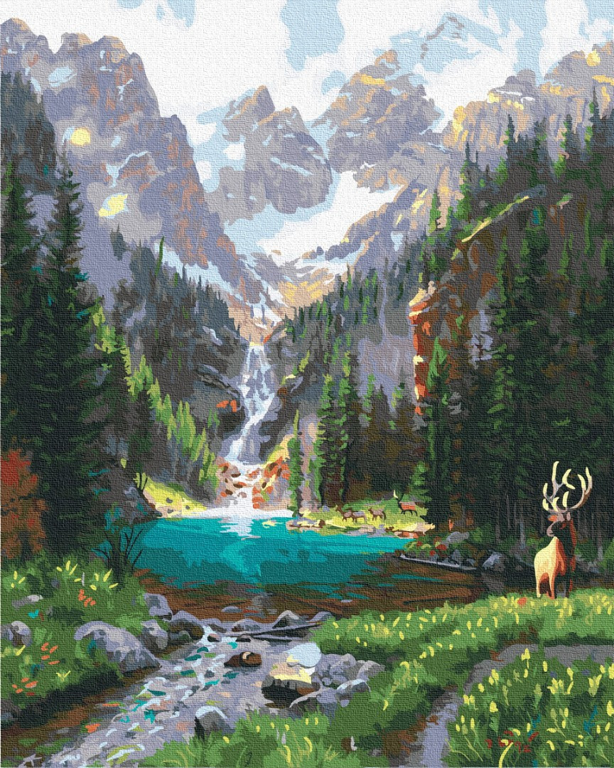 Картини за номерами 40×50. Гірська річка і ліс. Brushme