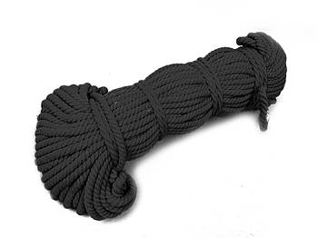 Мотузка бавовняна чорна 6 мм (50 м.)