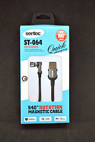 Кабель Usb Micro USB Sertec ST-064 2.4A 1m (круглий, Magnetic) Black / grey
