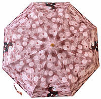 Жіноча парасолька фірми Zest механічна, рожева з малюнком, система антивітер